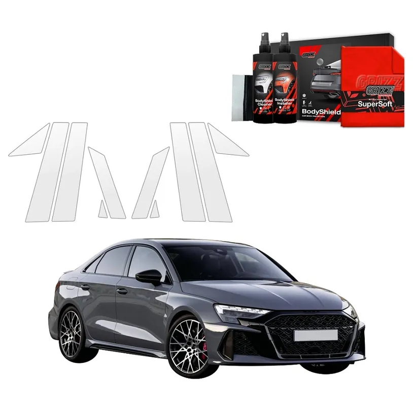 Nová Kolekce Ochranné fólie na sloupky Audi RS3 Facelift (od roku 2024>) GRIZZ Protector, 10 ks