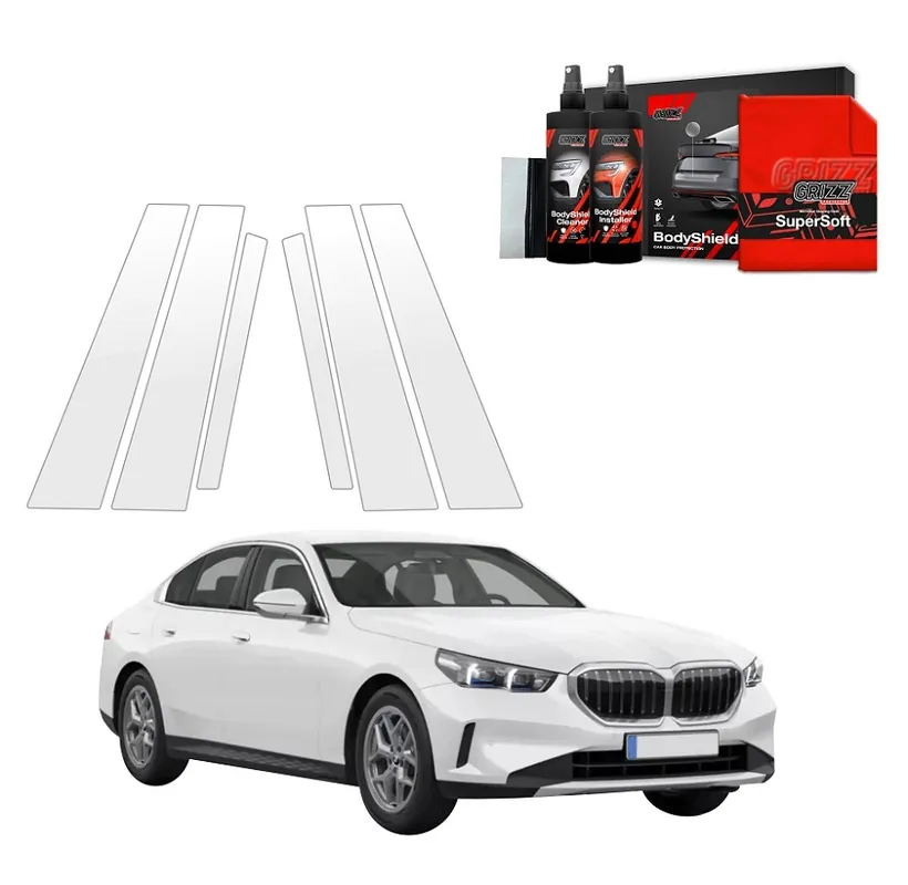 Hit Sezóny Ochranné fólie na sloupky BMW 5 G60 Sedan (od roku 2023>) GRIZZ Protector, 6 ks