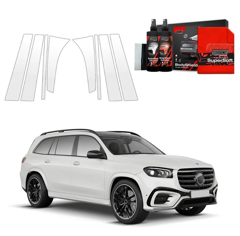Ochranné fólie na sloupky Mercedes Benz GLS X167 (od roku 2023>) GRIZZ Protector, 8 ks Nejprodávanější
