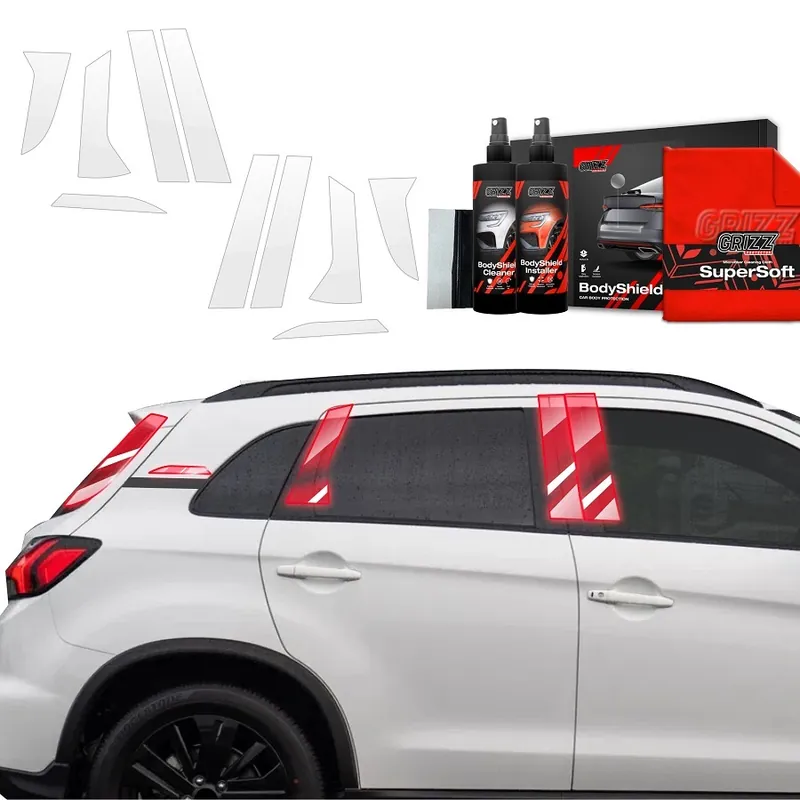 Omezená Nabídka Ochranné fólie na sloupky Mitsubishi ASX II Facelift (od roku 2024>) GRIZZ Protector, 10 ks