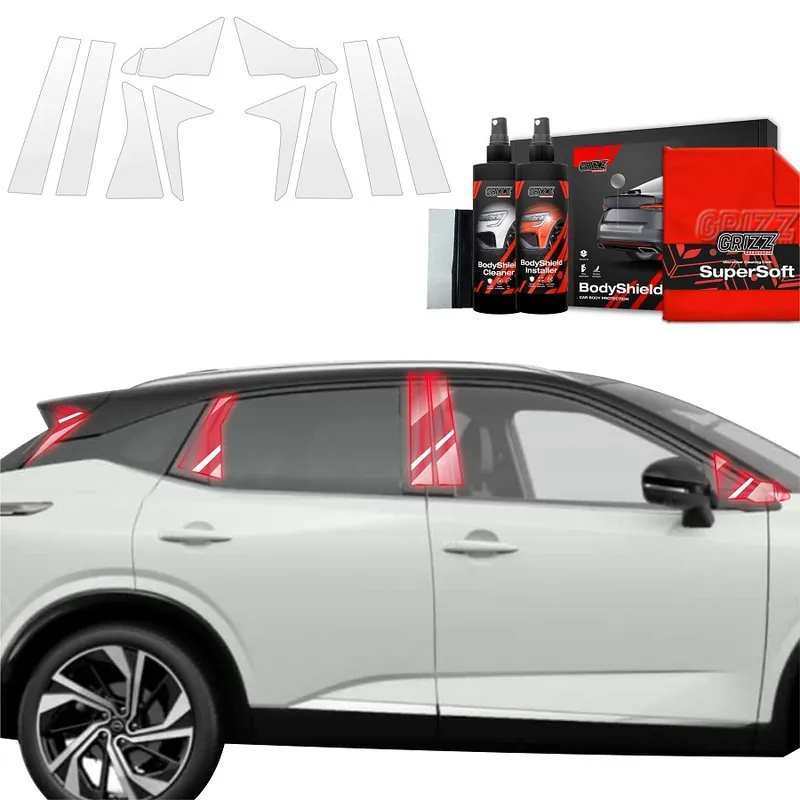 Ochranné fólie na sloupky Nissan Qashqai III Facelift (od roku 2024>) GRIZZ Protector, 10 ks Značkový