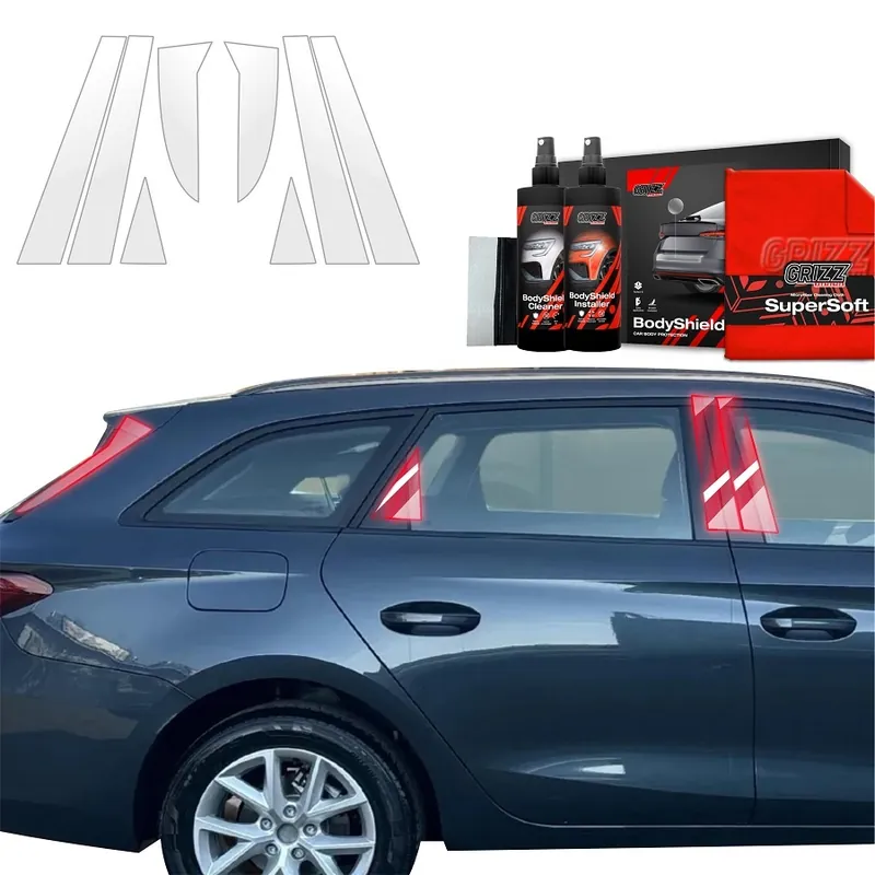 Nová Kolekce Ochranné fólie na sloupky Seat Leon IV Facelift (od roku 2024>) GRIZZ Protector, 8 ks