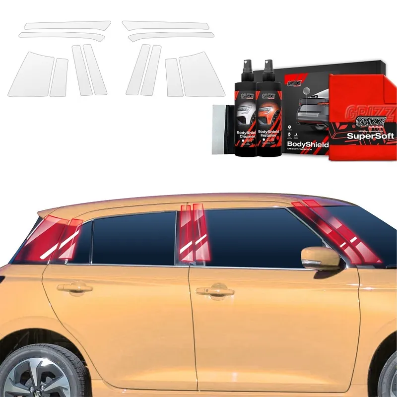 Ochranné fólie na sloupky Suzuki Swift IV (od roku 2024>) GRIZZ Protector, 12 ks Jen Po Omezenou Doba