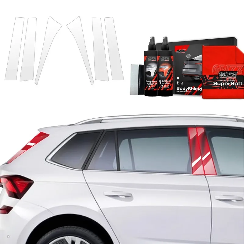 Ochranné fólie na sloupky Škoda Kamiq (od roku 2019>) GRIZZ Protector, 6 ks Hit Sezóny