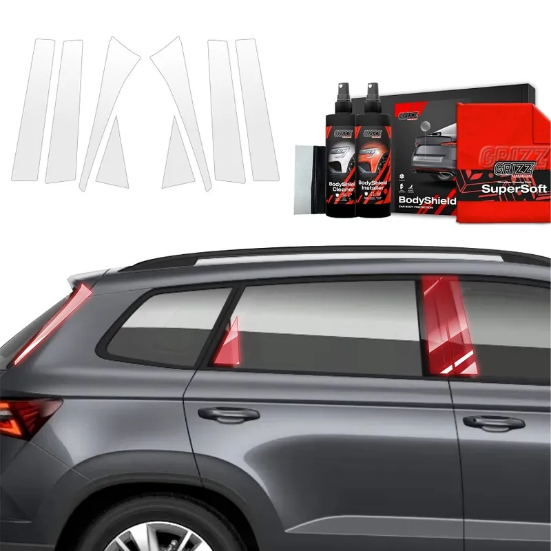 Časově Omezené Ochranné fólie na sloupky Škoda Karoq (od roku 2022>) GRIZZ Protector, 8 ks