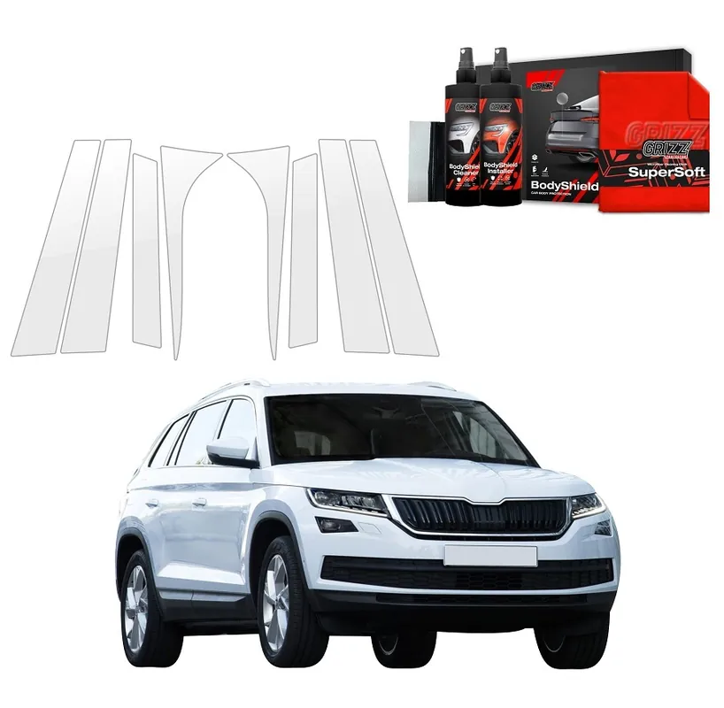 Must-Have Ochranné fólie na sloupky Škoda Kodiaq I (2016 - 2024) GRIZZ Protector, 8 ks