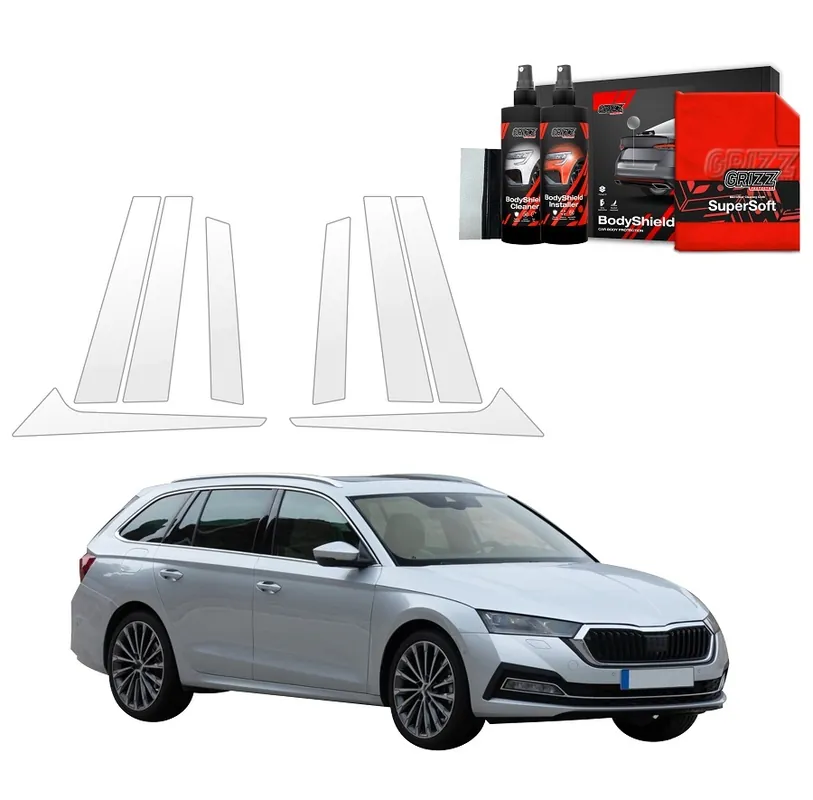 Ochranné fólie na sloupky Škoda Octavia IV Combi (2020 - 2024) GRIZZ Protector, 8 ks Top Prodej
