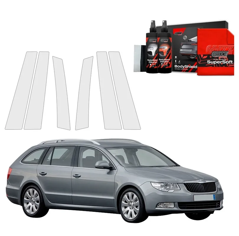 Rychlé Dodání Ochranné fólie na sloupky Škoda Superb II Combi (2009 - 2013) GRIZZ Protector, 6 ks