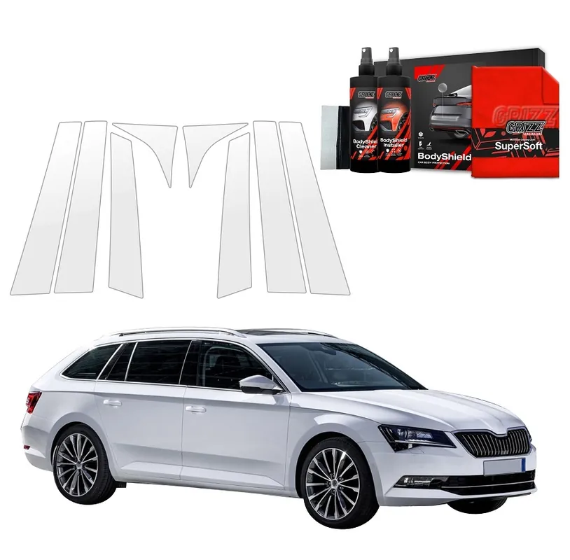 Nízká Cena Ochranné fólie na sloupky Škoda Superb III Combi (2015 - 2019) GRIZZ Protector, 8 ks