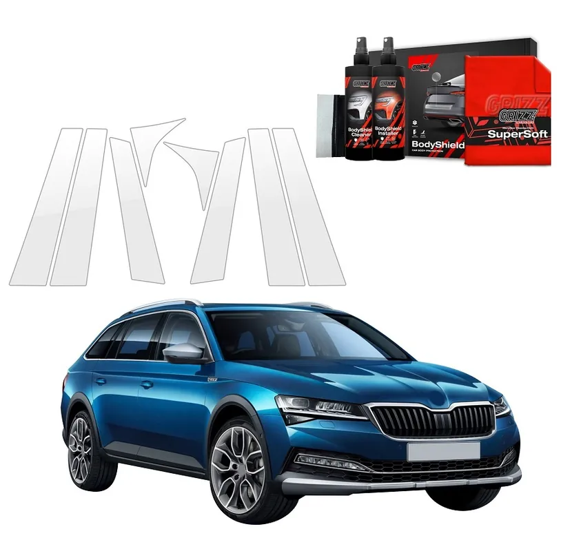 Ochranné fólie na sloupky Škoda Superb III Combi (2019 - 2024) GRIZZ Protector, 8 ks Jen Po Omezenou Doba