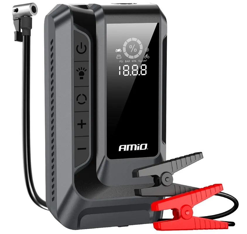 Rychlé Dodání AKU kompresor s funkcí powerbanky a boosteru 12000 mAh 1600A AMIO