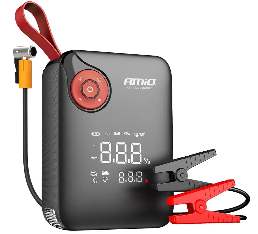 Speciální Cena AKU kompresor s funkcí powerbanky a boosteru 7200 mAh + LED 600A AMIO