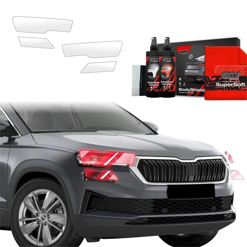 Vysoce Kvalitní Ochranné fólie na světla Škoda Karoq (od roku 2022>) GRIZZ Protector, 4 ks