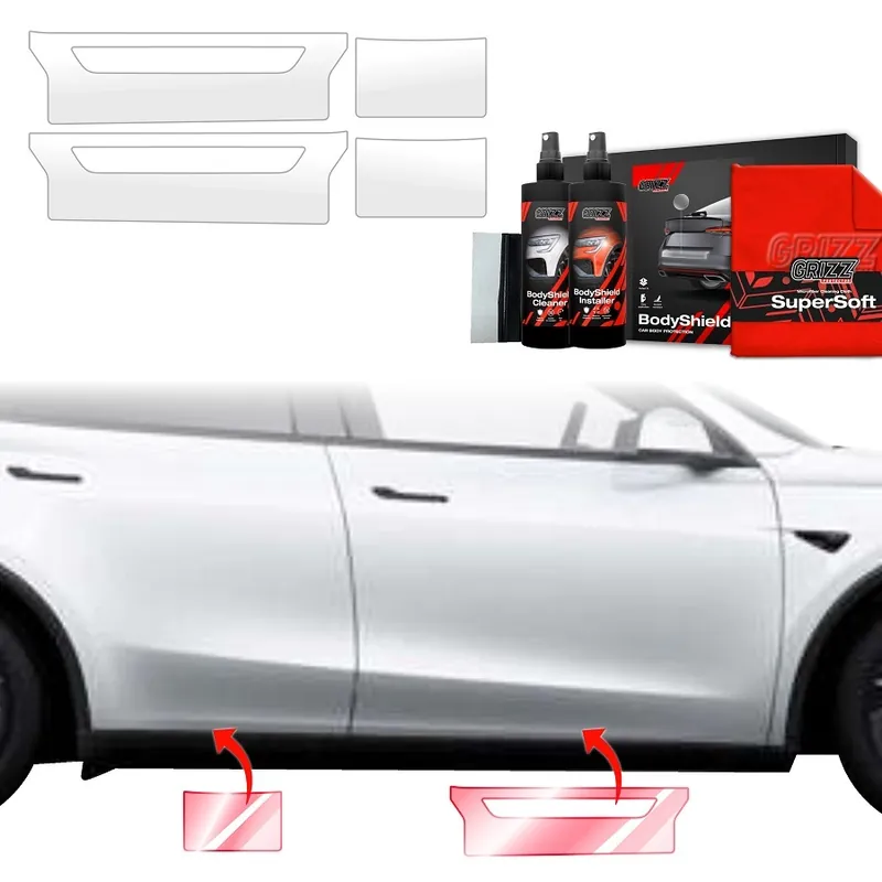 Nejlepší Volba Ochranné fólie na prahy Tesla Model Y Juniper (od roku 2025>) GRIZZ Protector, 4 ks