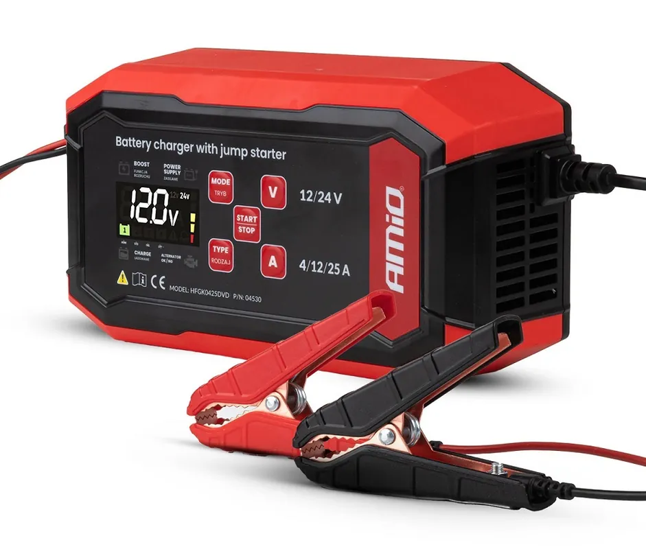 Autentický Inteligentní PROFI nabíječka AMIO 12/24V 25A (12V 40-250Ah 24V 40-120Ah) s funkcí BOOST