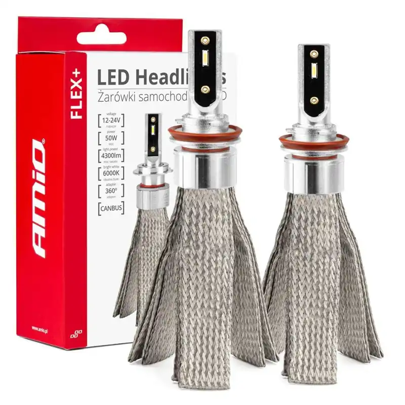 LED žárovky H8 H9 H11 H16 AMIO CAN-BUS, model FLEX+, 4300 LM Oblíbený