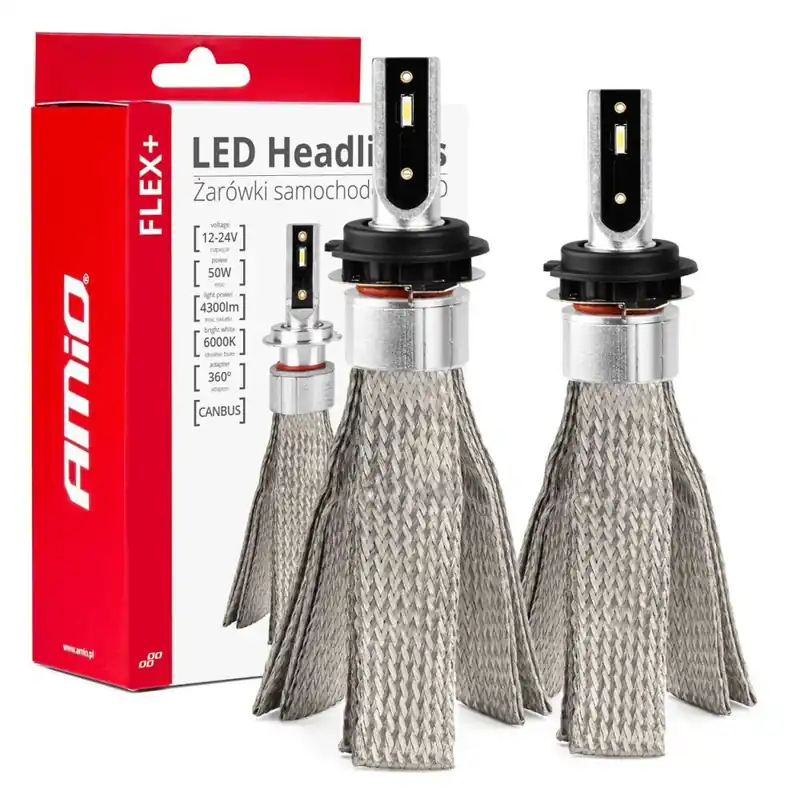 LED žárovky H7-1 AMIO CAN-BUS, model FLEX+, 4300 LM Cenově Výhodný