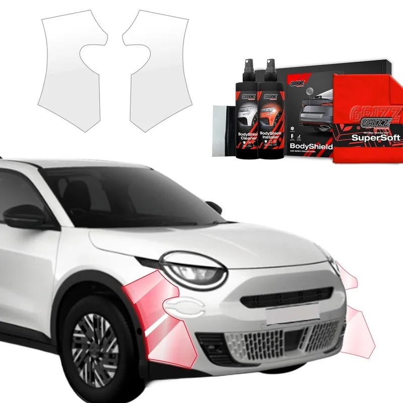 Časově Omezené Ochranné fólie předního nárazníku Fiat 600 (od roku 2023>) GRIZZ Protector, 2 ks