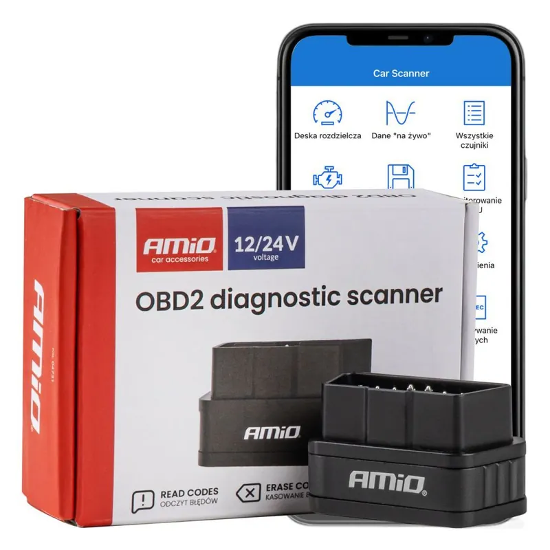 Diagnostický skener OBD2 AMIO ELM327 BT s tlačítkem ON /OFF Horká Nabídka