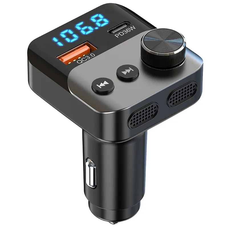 Časově Omezené FM transmitter bluetooth s funkcí nabíječky USB-A USB-C AMIO