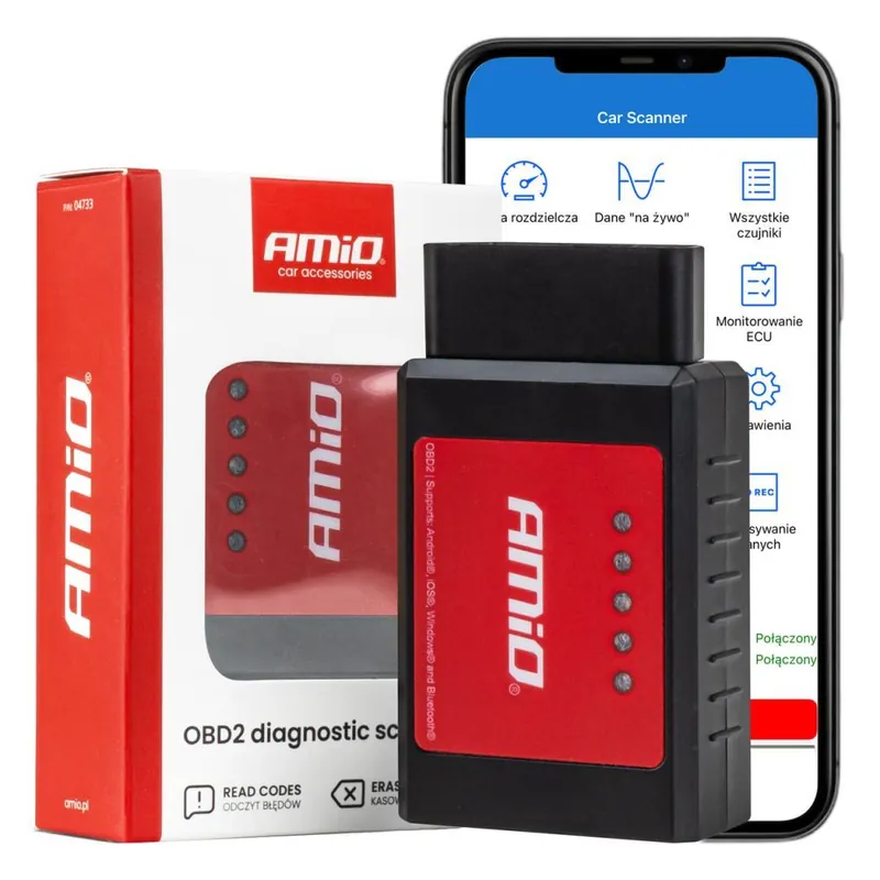 Diagnostický skener tester AMIO OBD2 ELM327 Ověřený