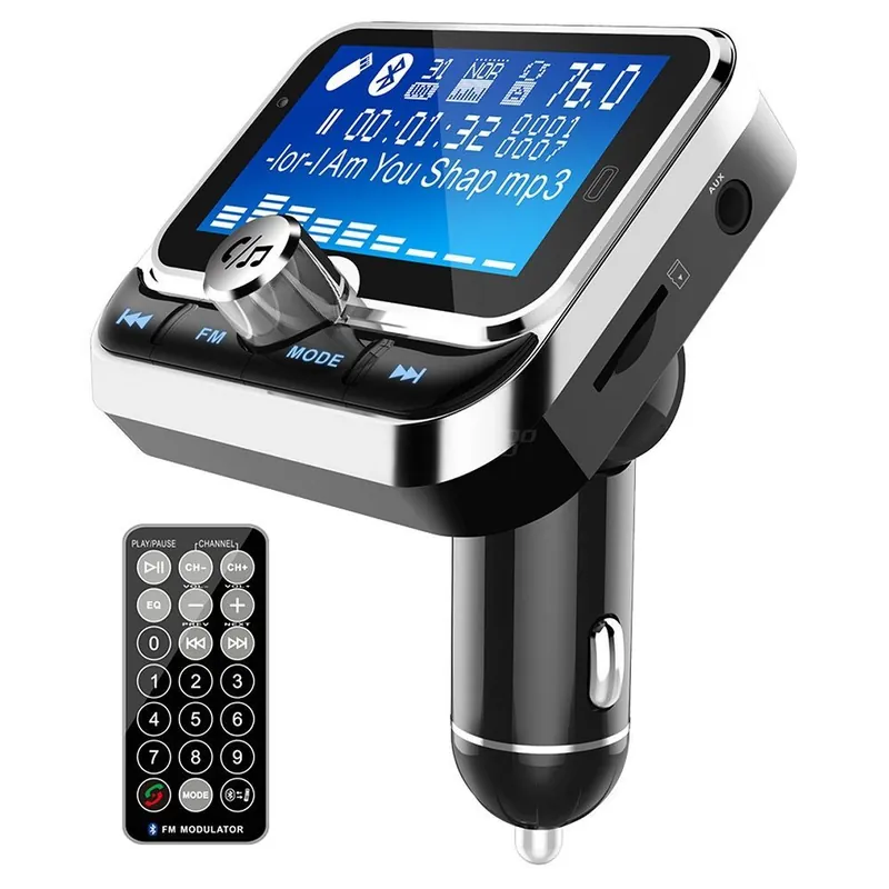 FM transmitter bluetooth s funkcí nabíječky 2x USB-A + dálkové ovládání AMIO Cenový Hit