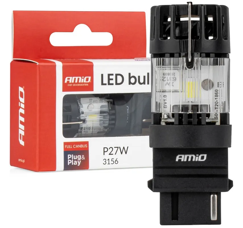Oblíbený CAN-BUS LED žárovka T25 P27W (W2.5x16q) bílá AMIO LumiTec