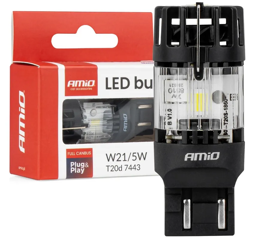 CAN-BUS LED žárovka T20 W21/5W (7443) bílá AMIO LumiTec Levný