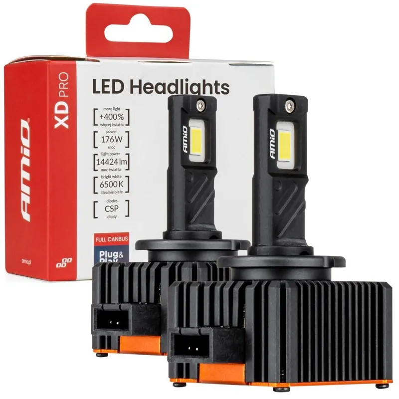 Vysoce Kvalitní LED výbojky D8S AMIO LED XD PRO CAN-BUS, bílé 6500K 14424 LM, 2 ks