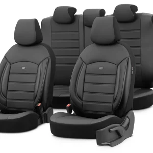 Autopotahy Škoda Kodiaq I (2016 - 2024) univerzální OTOM INSPIRE BLACK ECO-LEATHER 3-ZIP Nová Kolekce