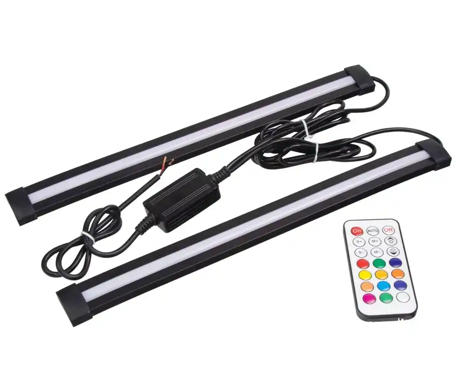 LED osvětlení vnitřní vnější RGB 12-24V, RF ovladač, 2 pásky CARCLEVER Oblíbený