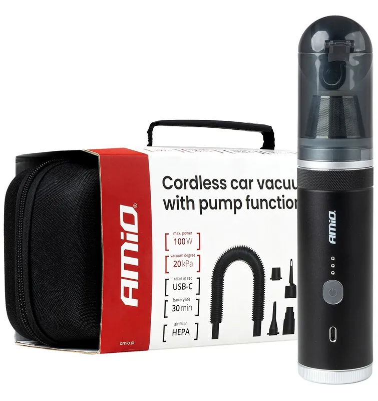 AKU vysavač do auta AMIO, 6000 mAh 100W, 20000 pa Akční Cena