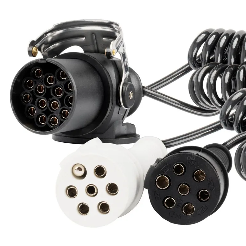 Značkový Spirálový kabel 5 metrů pro přívěs 24V, 1×15-PIN + 2×7-PIN N/S AMIO