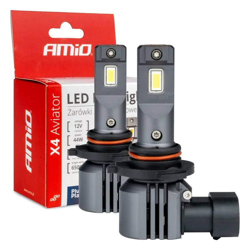 LED žárovky HB3 HiR1 AMIO LED X4 Aviator Series, bílé 6500K 3936 LM, 2 ks Novinka