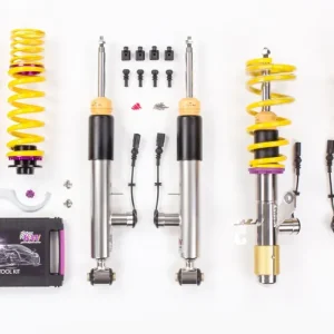 Výškově stavitelný podvozek KW DDC - Plug & Play, DDC - Plug & Play s elektronicky nastavitelnou tuhostí pro Škoda Superb III max zatížení PN do 1040 kg s uchycením př. tlumiče 55 mm, pro vozy s DCC Objednat Nyní