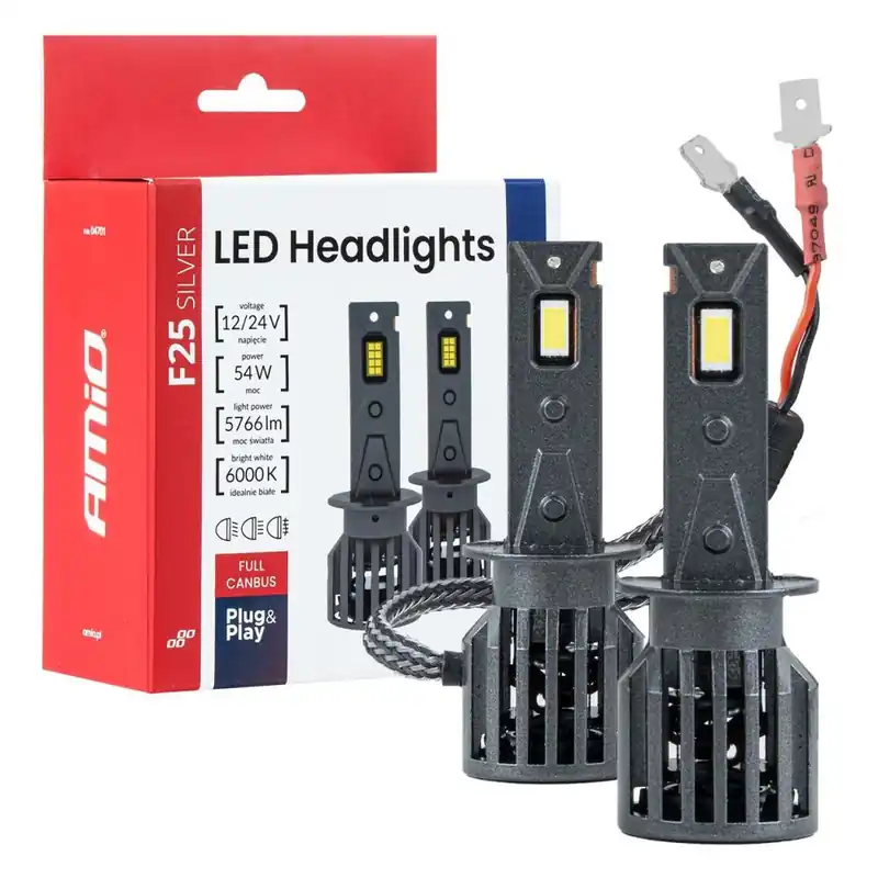 Nízká Cena LED žárovky H1 AMIO F25 SILVER FULL CANBUS 5766 LM
