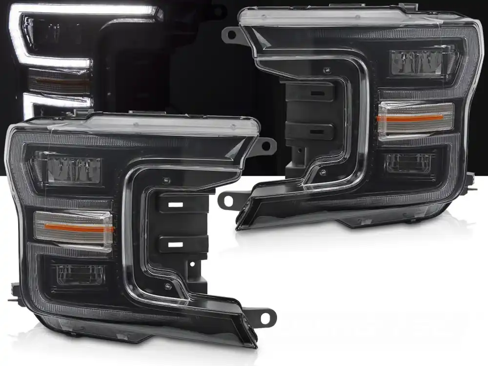 Horká Nabídka FORD F150 MK13 2017-2020 - přední světla FULL LED černá DRL SEQ