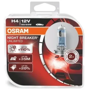 Odeslání Ihned Žárovky H4 Osram Night Breaker Unlimited +110% (DUO BOX 2 ks)