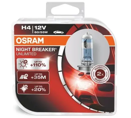 Odeslání Ihned Žárovky H4 Osram Night Breaker Unlimited +110% (DUO BOX 2 ks)