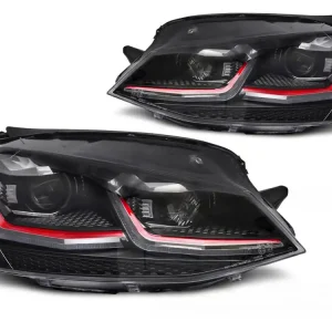 Volkswagen Golf VII 2013-2017 - Přední LED světla s červenou linkou SEQ Víkendová Akce