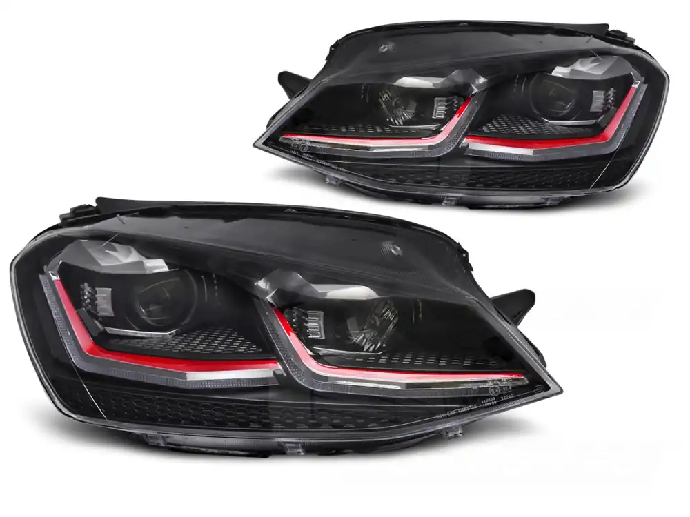 Volkswagen Golf VII 2013-2017 - Přední LED světla s červenou linkou SEQ Víkendová Akce