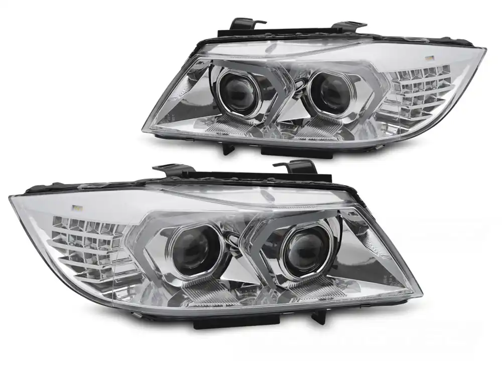 Originální BMW E90/E91 LCI 2009-2011 - Přední XENONOVÁ AFS světla LED chromová