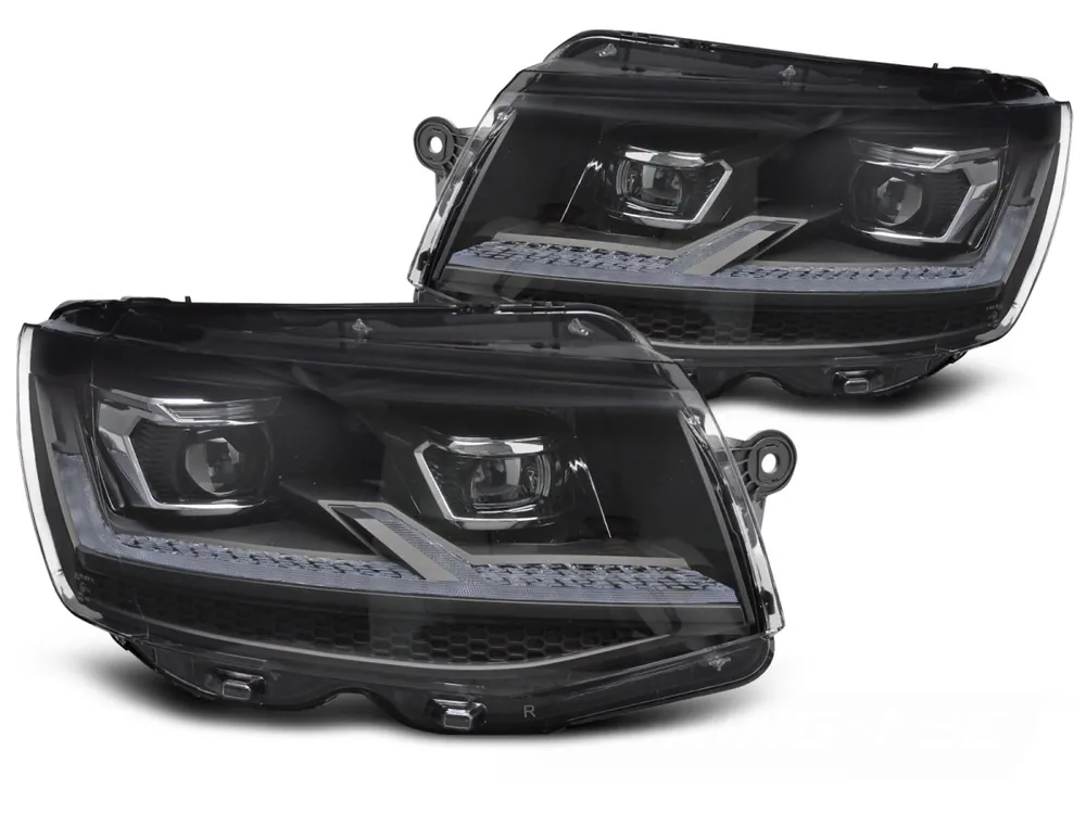 Volkswagen T6 2015-2019 - Přední světla FULL LED černá s chromem SEQ DRL Sleva