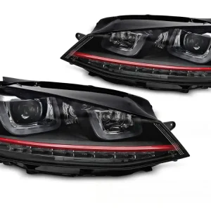 Víkendová Akce Volkswagen Golf VII 2013-2017 - Přední LED světla červená SEQ DRL